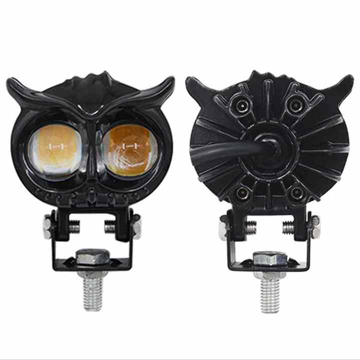 Owl Design Dual Color LED Motorcycle Laser Fog Light Auxiliary SpotLights For Motorcycle Headlight Waterproof (1PC)