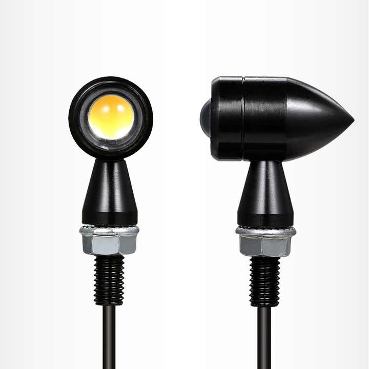 LED Indicators LI16 - Mini Metal Turn Signals - Bullet Flasher - Motorcycle Amber Light (2PC)