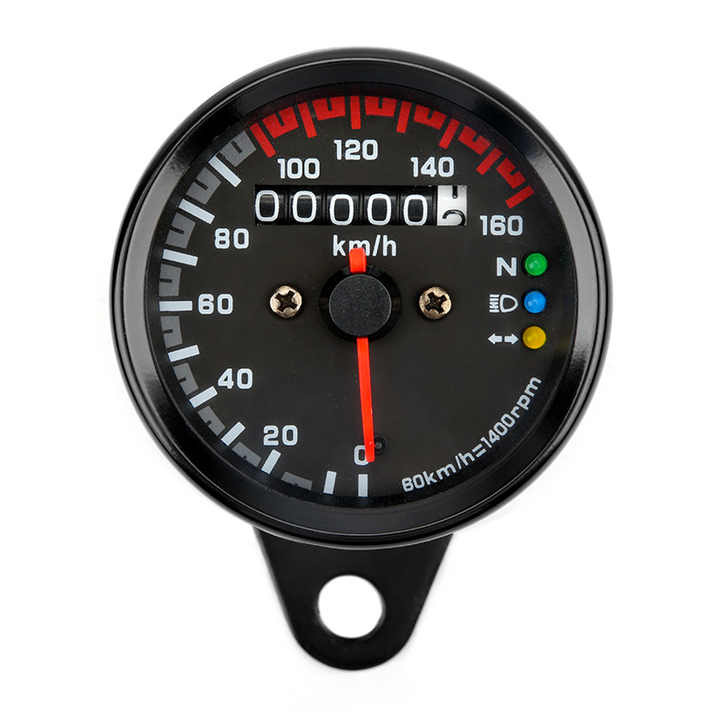 Universal Black Motorcycle Dual Speedometer Odometer 12V Moto with LED Indicator