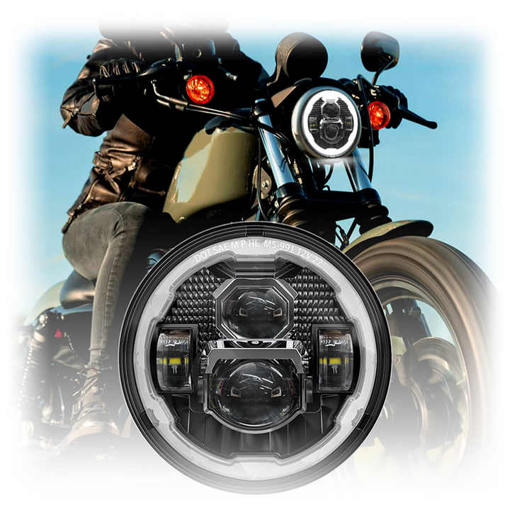 7 inch Round Led Projector Headlight 12V  Motorcycle Lighting System Honda CD70 / CG125 / All cars / Jeepss