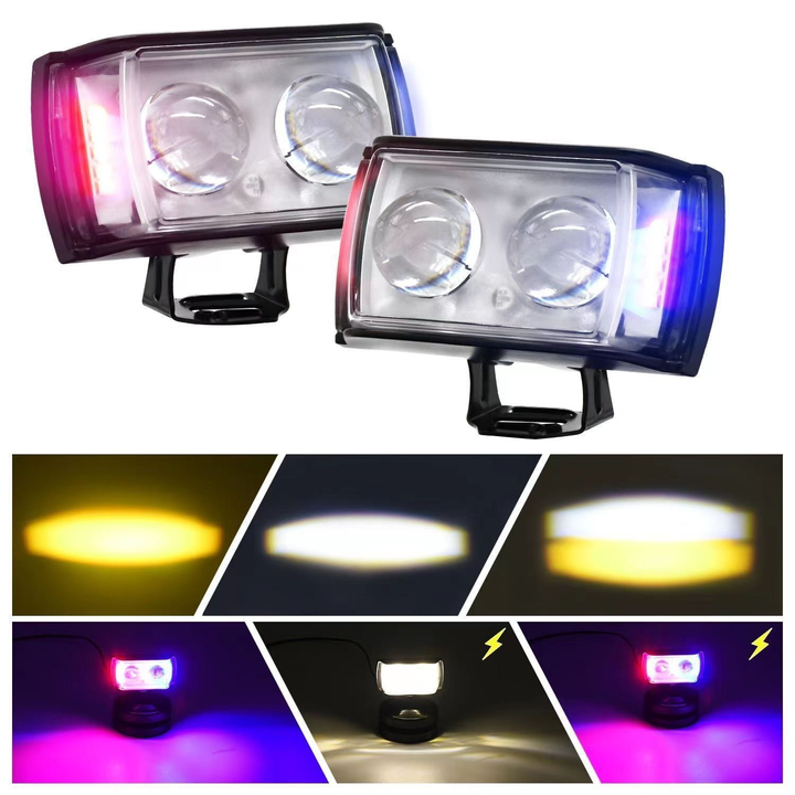 2 eyes lens spotlight 12V White Yellow Red & Blue Waterproof for Motorcycle ATV Truck car accessories (1PC)